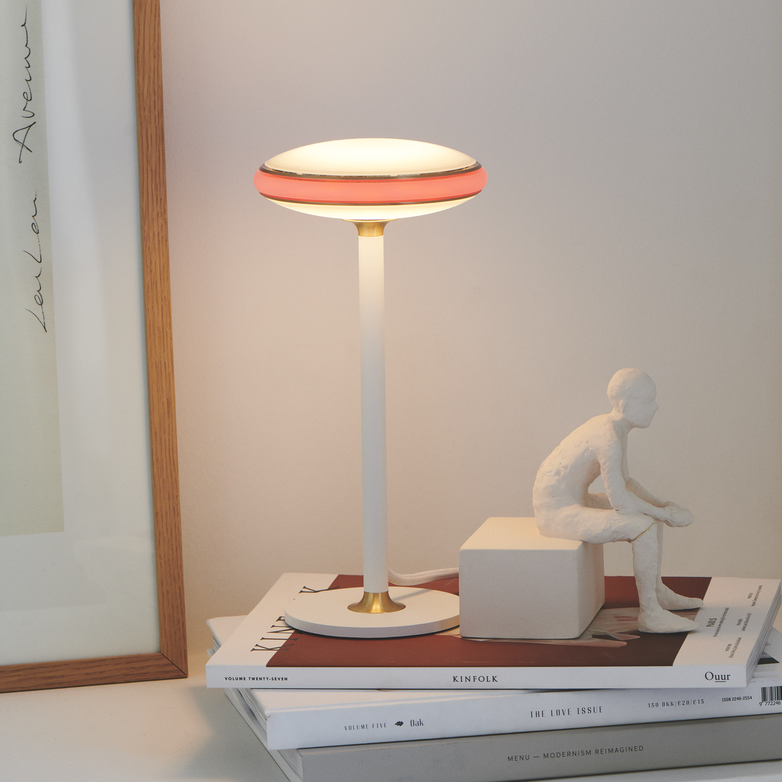 Shade ØS1 de mesa LED anillos latón pie blanco