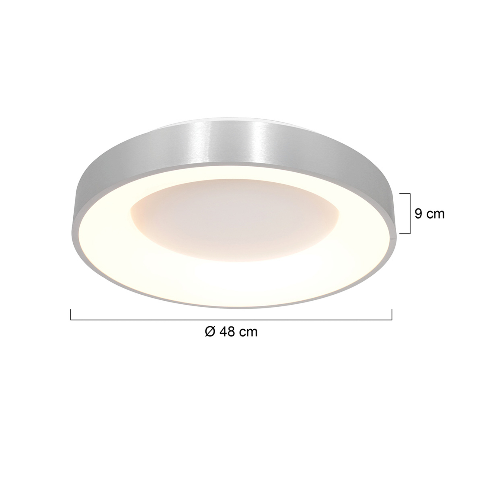 Plafonnier LED Ringlede 2.700 K Ø 48 cm argenté