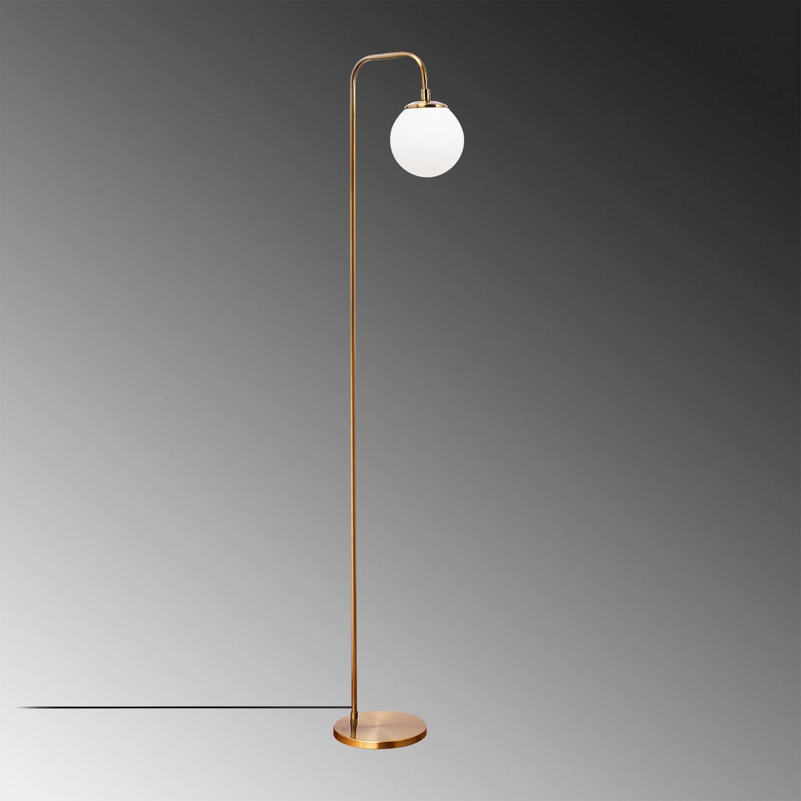 Lampa stojąca Viran, złoto antyczne, szkło, wysokość 146 cm, E14