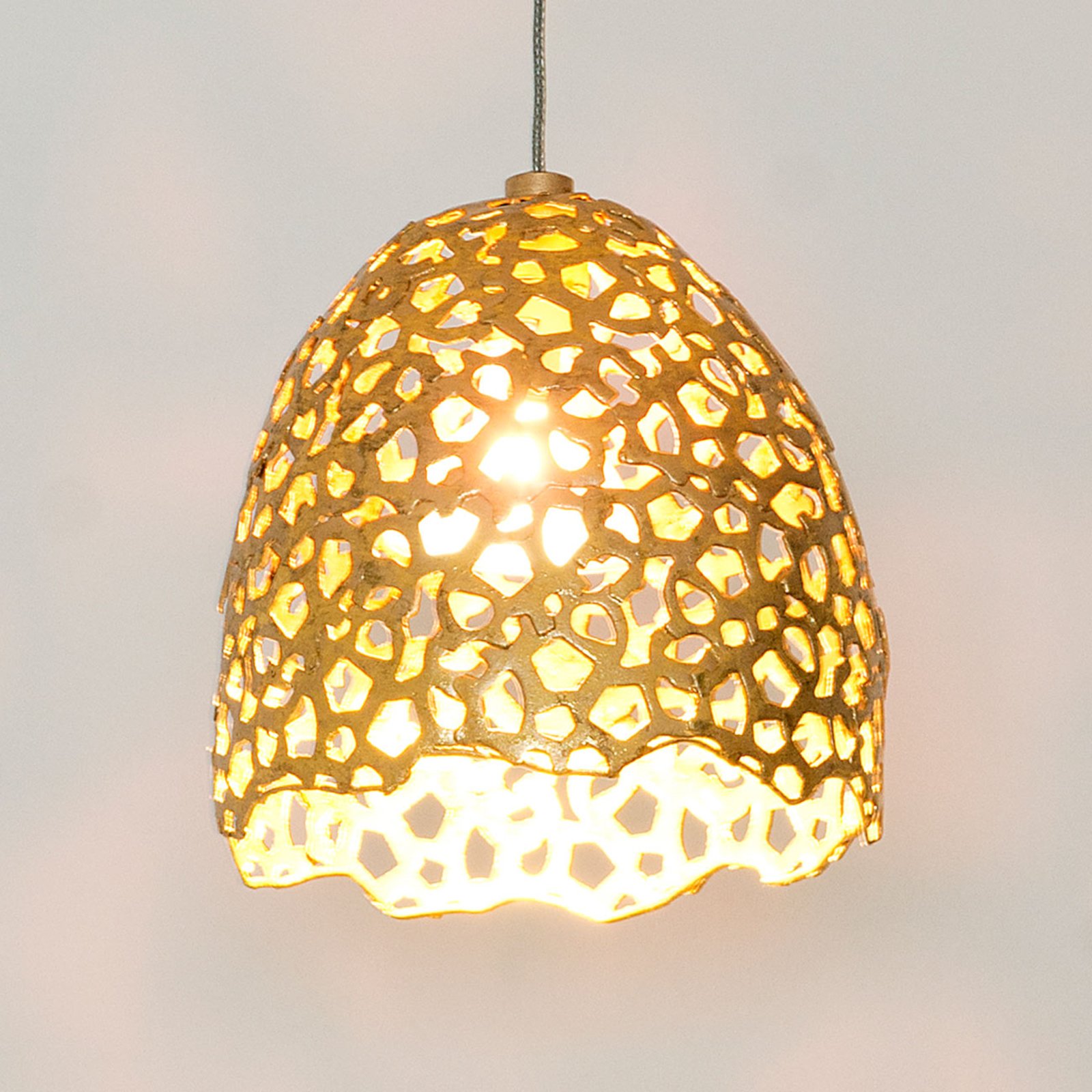 J. Holländer Lily Piccolo hanging light, gold, for Living / Dining Room, iron, GU5.3 / MR16, 40 W, energy efficiency: A++