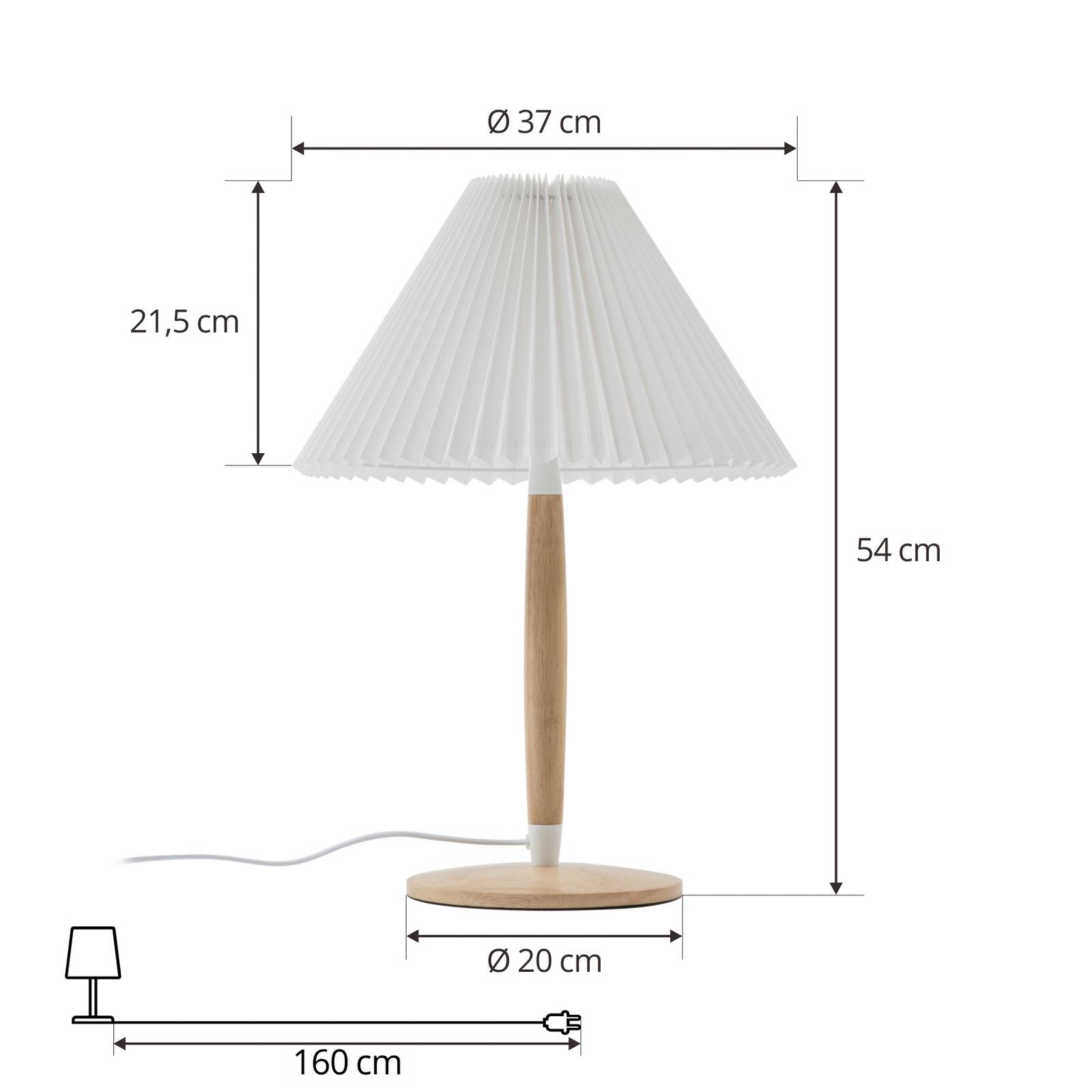 Lampa stołowa Lucande Ellorin, biały, drewno, Ø 37 cm, E27