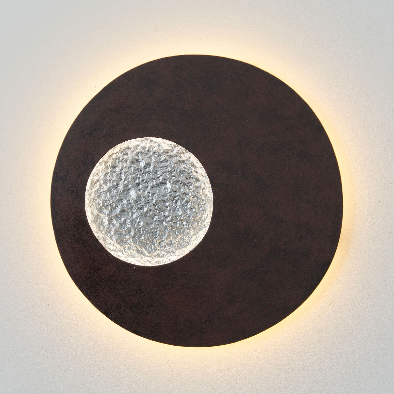 LED-Wandleuchte Luina, Ø 40 cm, innen silber