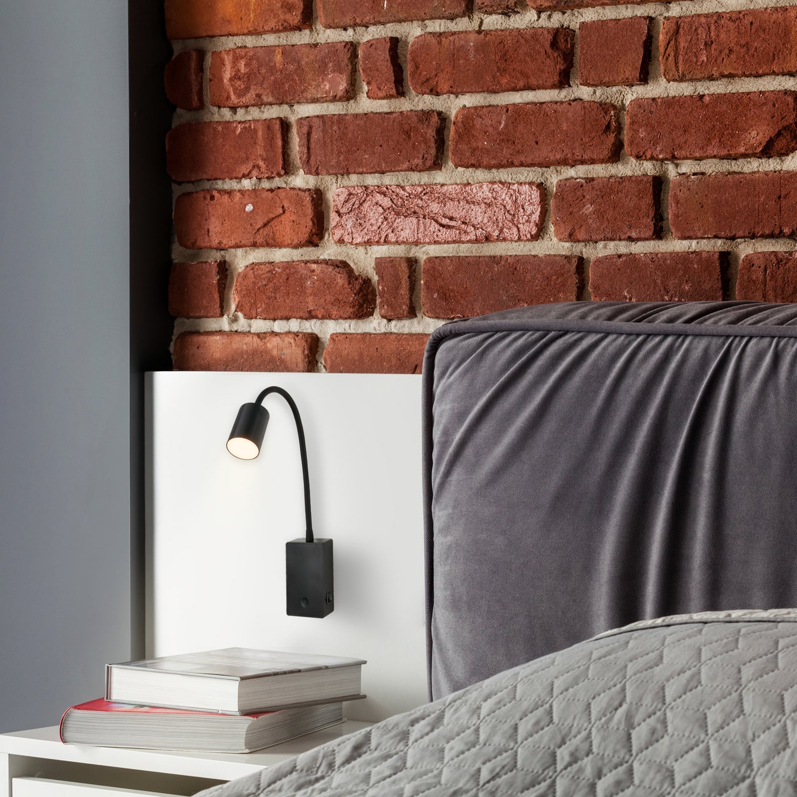 LED-läslampa med batteri Brilo unplugged Smooth, svart, med dimmer LED-läslampa med batteri Brilo unplugged Smooth, svart, med dimmer