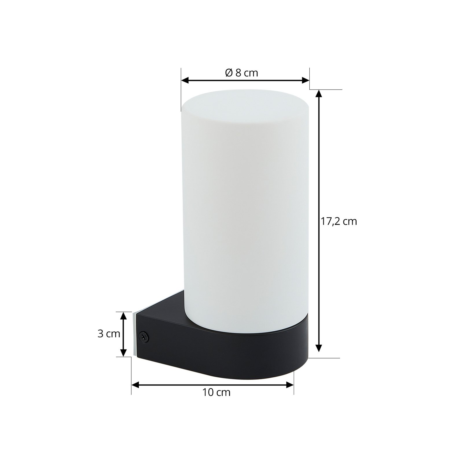Basolo Wandleuchte H17,2 IP44 Schwarz - Lucande