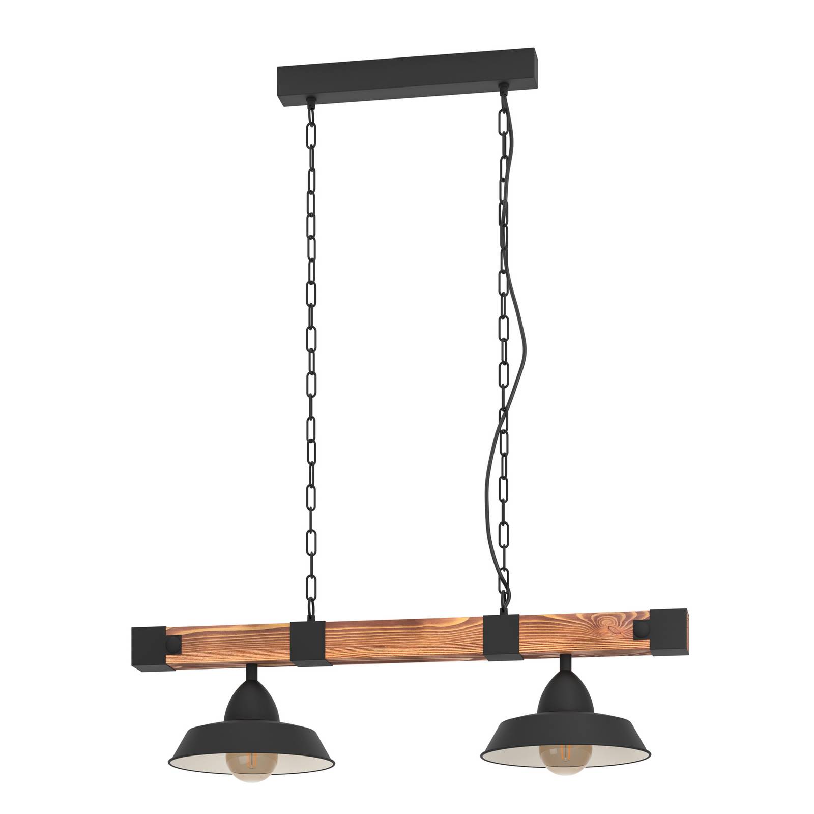 Eglo 2er Hängeleuchte Oldbury schwarz braun 86 x 26 x 110 cm E27