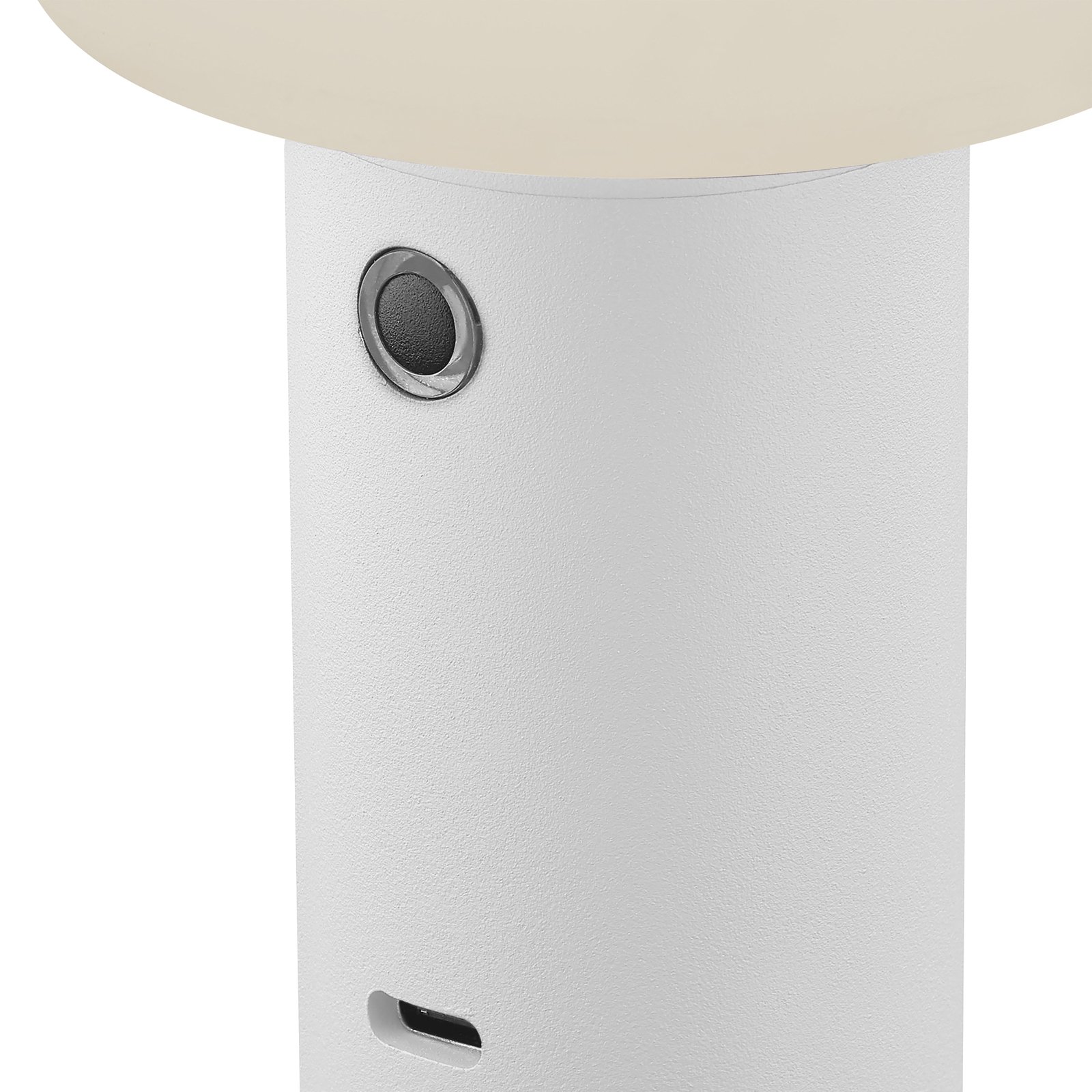 Lampada da tavolo LED Tiny-B ricaricabile, bianco, altezza 13 cm, IP54, USB