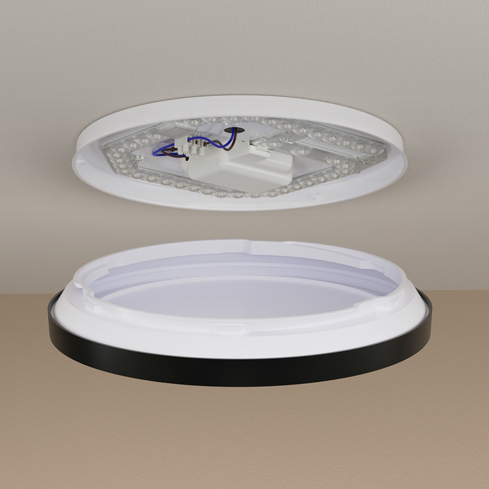 Philips LED φωτιστικό οροφής Aio RD μαύρο Ø 30 cm τηλεχειριστήριο