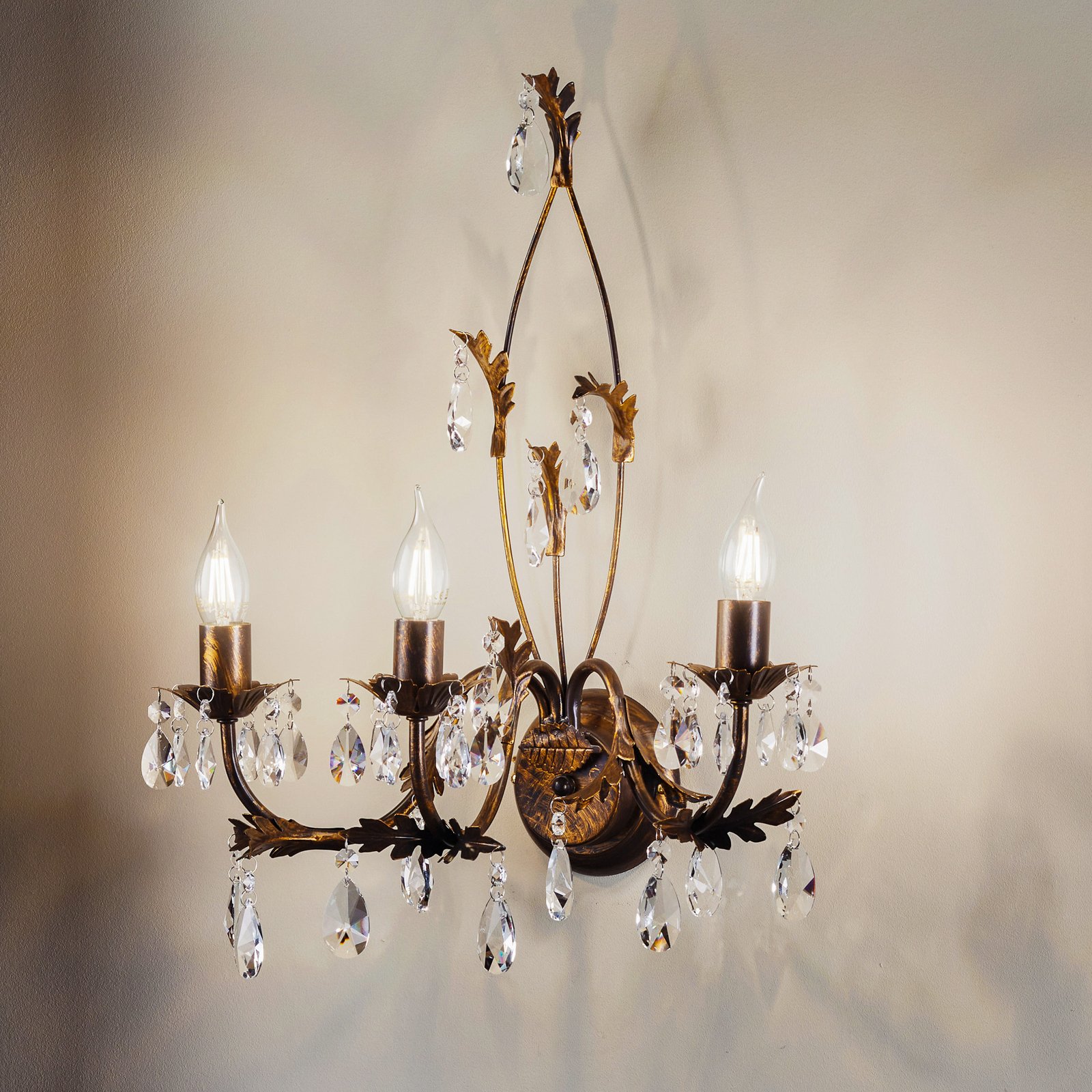 Teresa wall light as a chandelier, 3-bulb