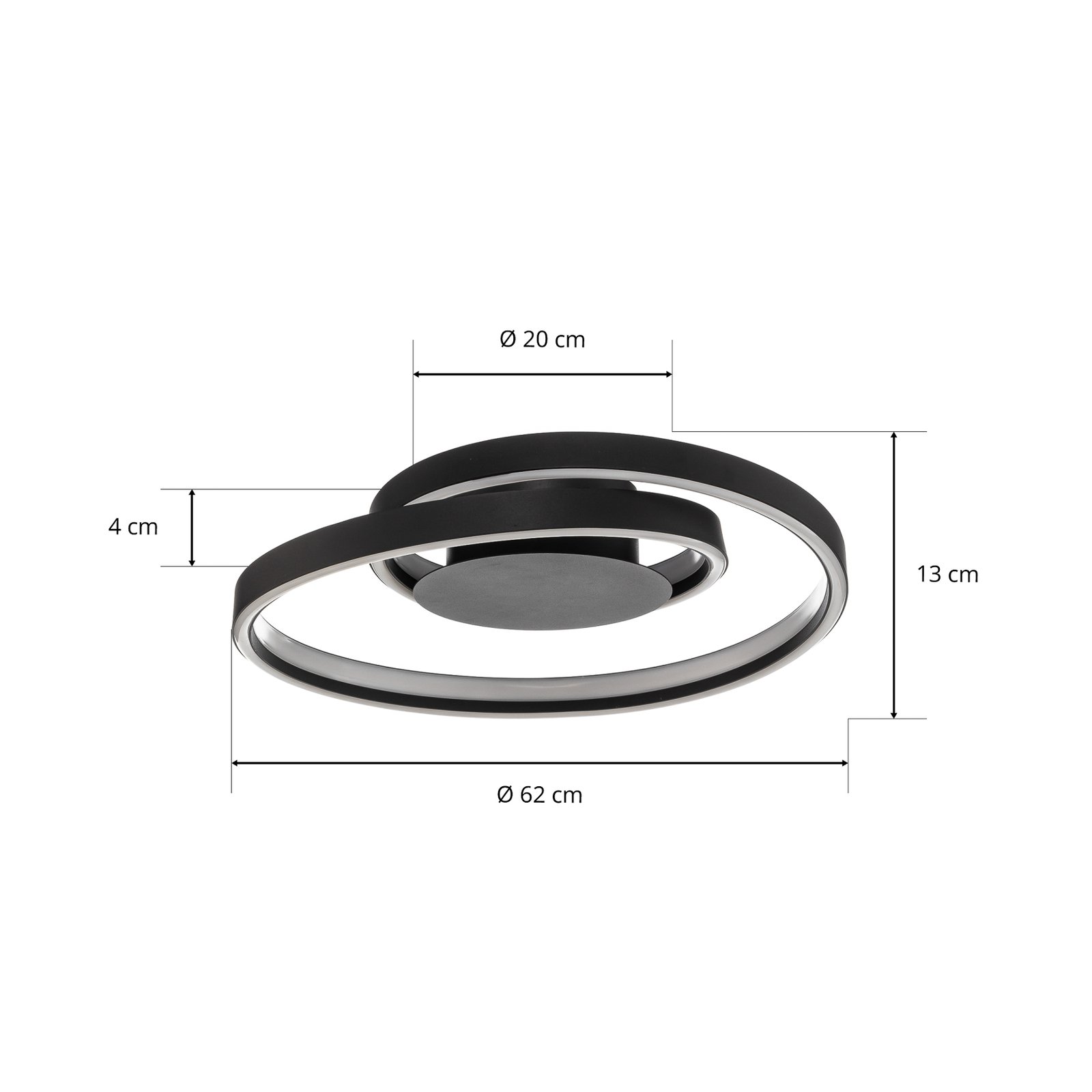 Lindby Erlinik LED laevalgusti, stepdim, must