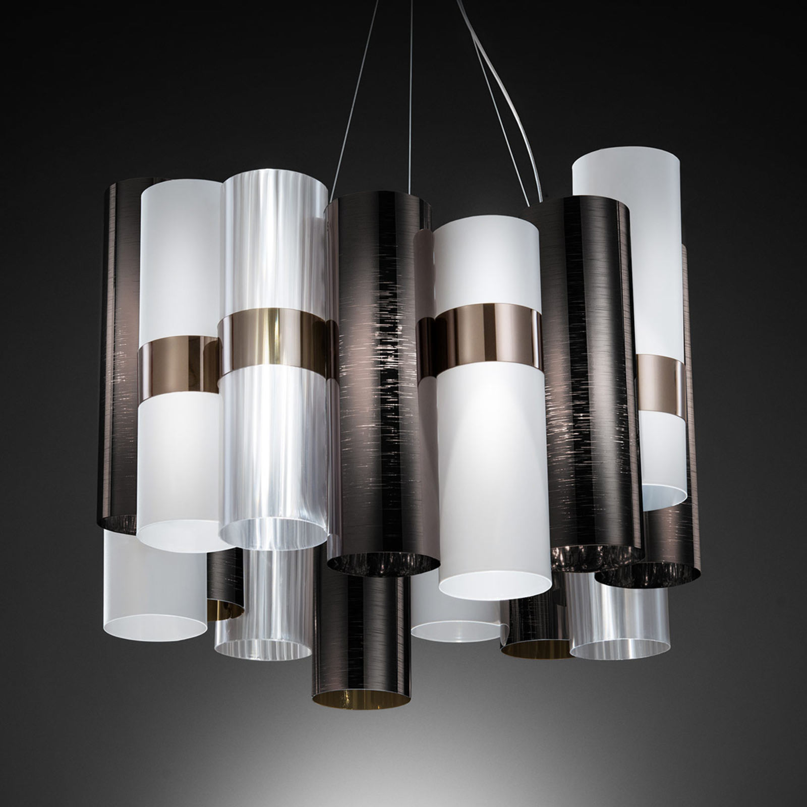 Slamp Stylish La Lollo designer LED hanging light, for Living / Dining Room, Goldflex®, Cristalflex®, Pewterflex®, Lentiflex®, 40 W, energy efficiency: A+, H: 35 cm