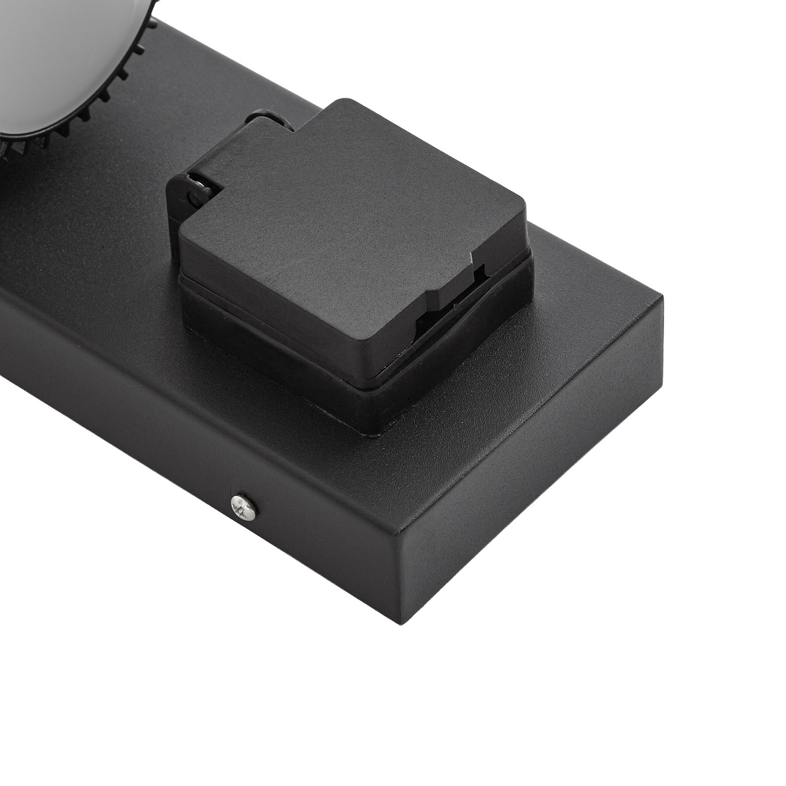 Enerio Außenwandleuchte, IP44, GU10, schwarz, Steckdose, Aluminium - Lindby