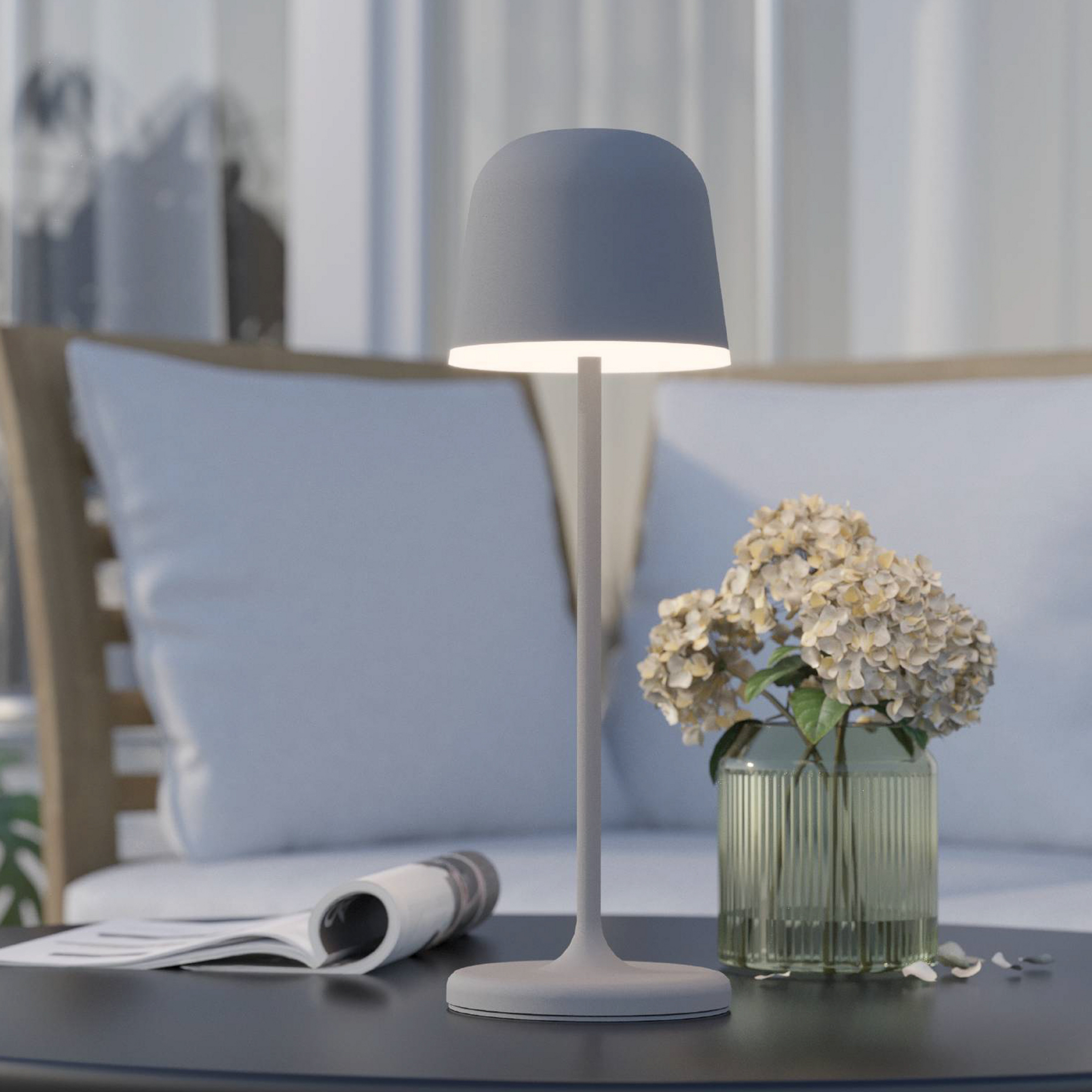 Lámpara de mesa LED Mannera con batería, gris