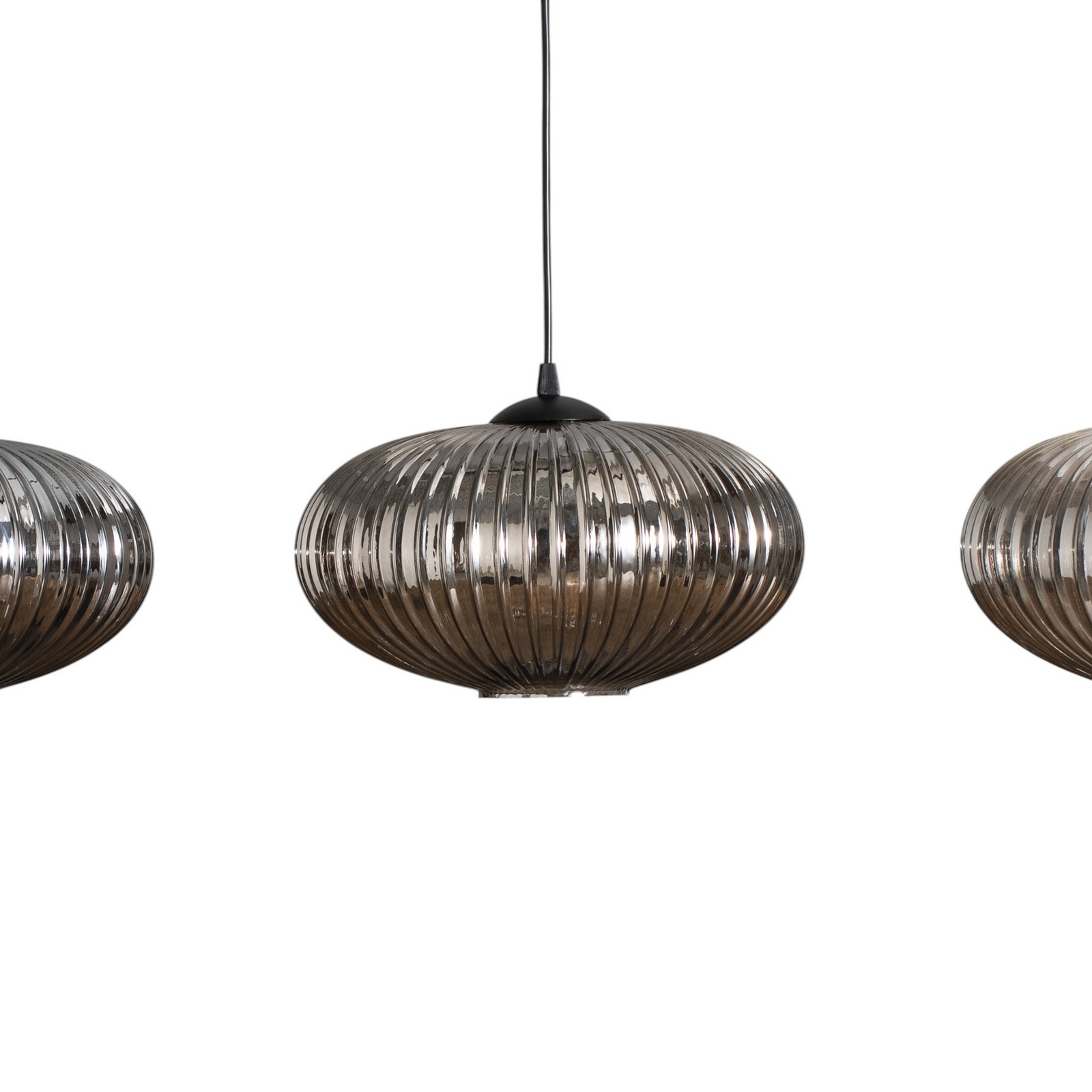 Esszimmerlampe Coco, Länge 115 cm, schwarz/rauchgrau, 3-flg.