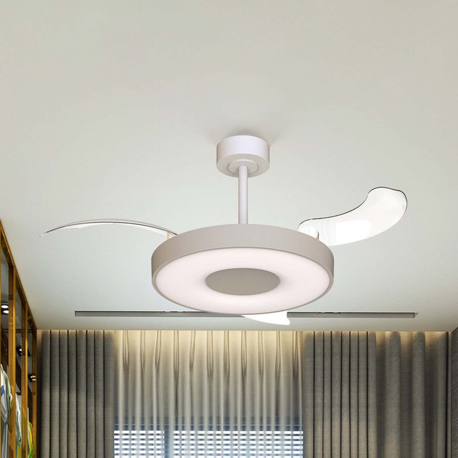 Smart LED-loftventilator Coin Mini beige/hvid DC – Mantra Mantra Iluminación - Stue - Moderne - Metal