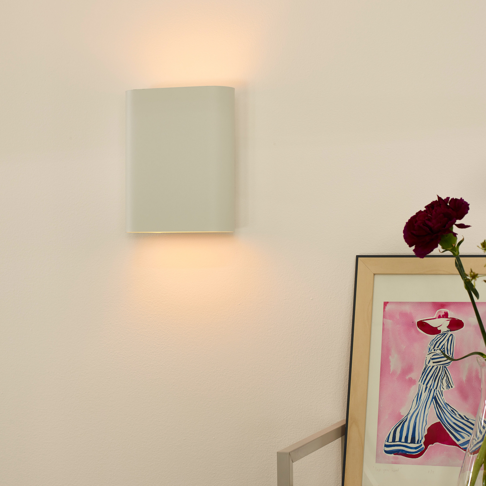 Aplique de pared OVALIS, blanco, altura 20 cm, metal, luz hacia arriba/abajo,
