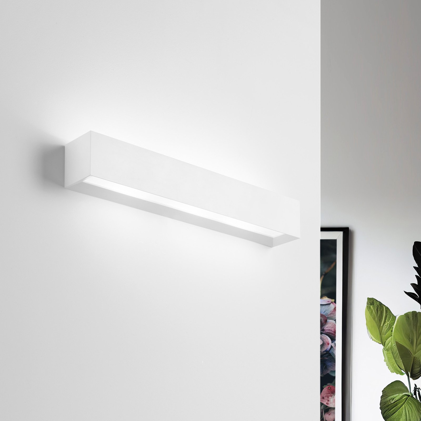 Hermione wall light, 52.5 cm wide, white, plaster, G9