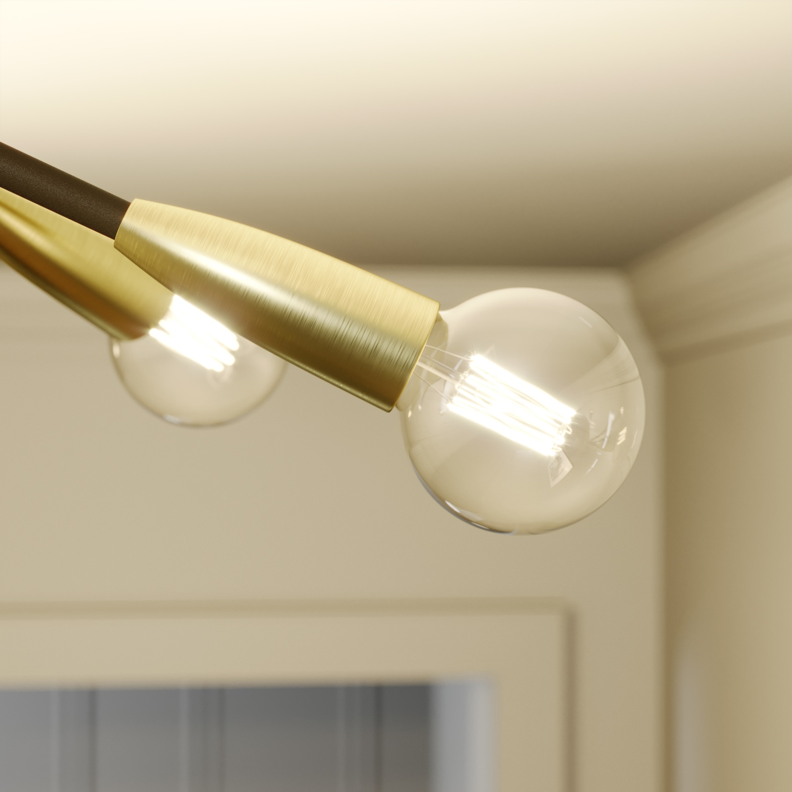 Lucande Carlea taklampe, 8 lysk. svart messing