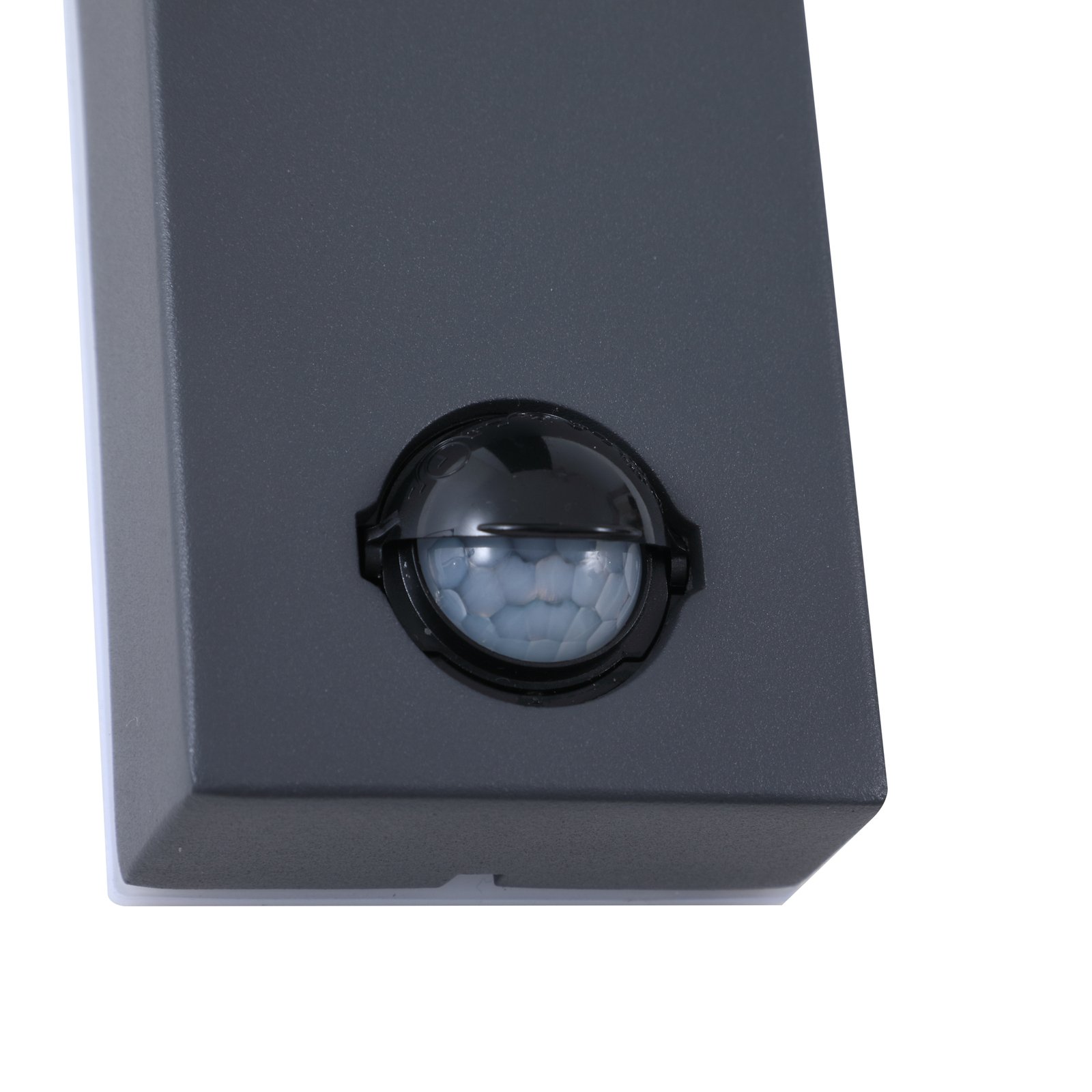 Lindby wall light Othil, motion detector, grey, aluminium
