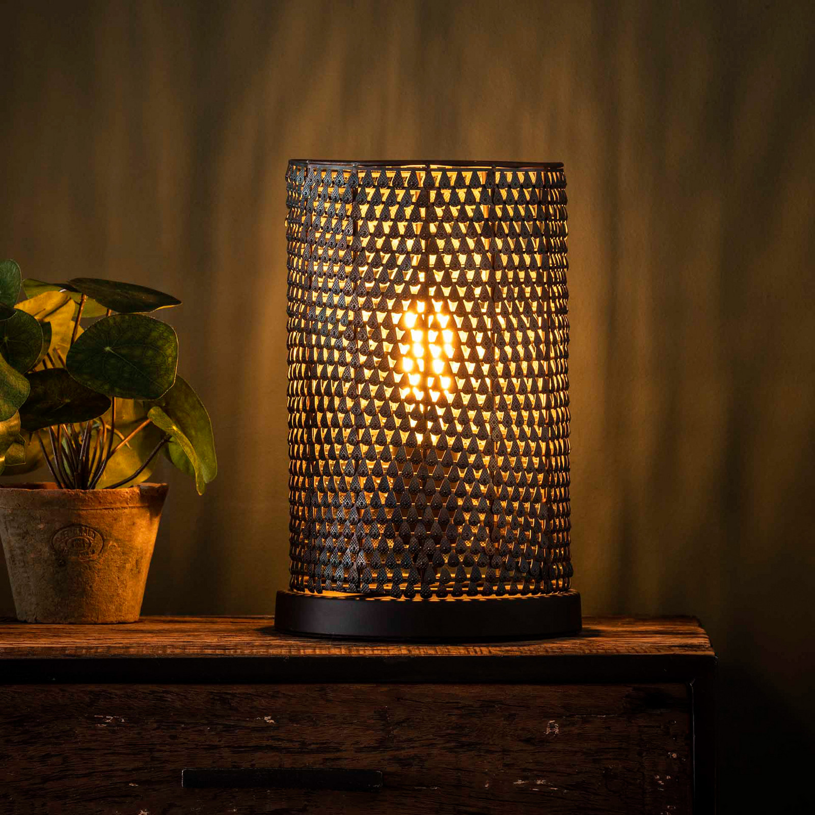 Zijlstra Lampă de masă Luzien înălțime 30 cm 1 bec - Camera de zi / sufragerie - Marocan / Oriental - negru-maro - Metal