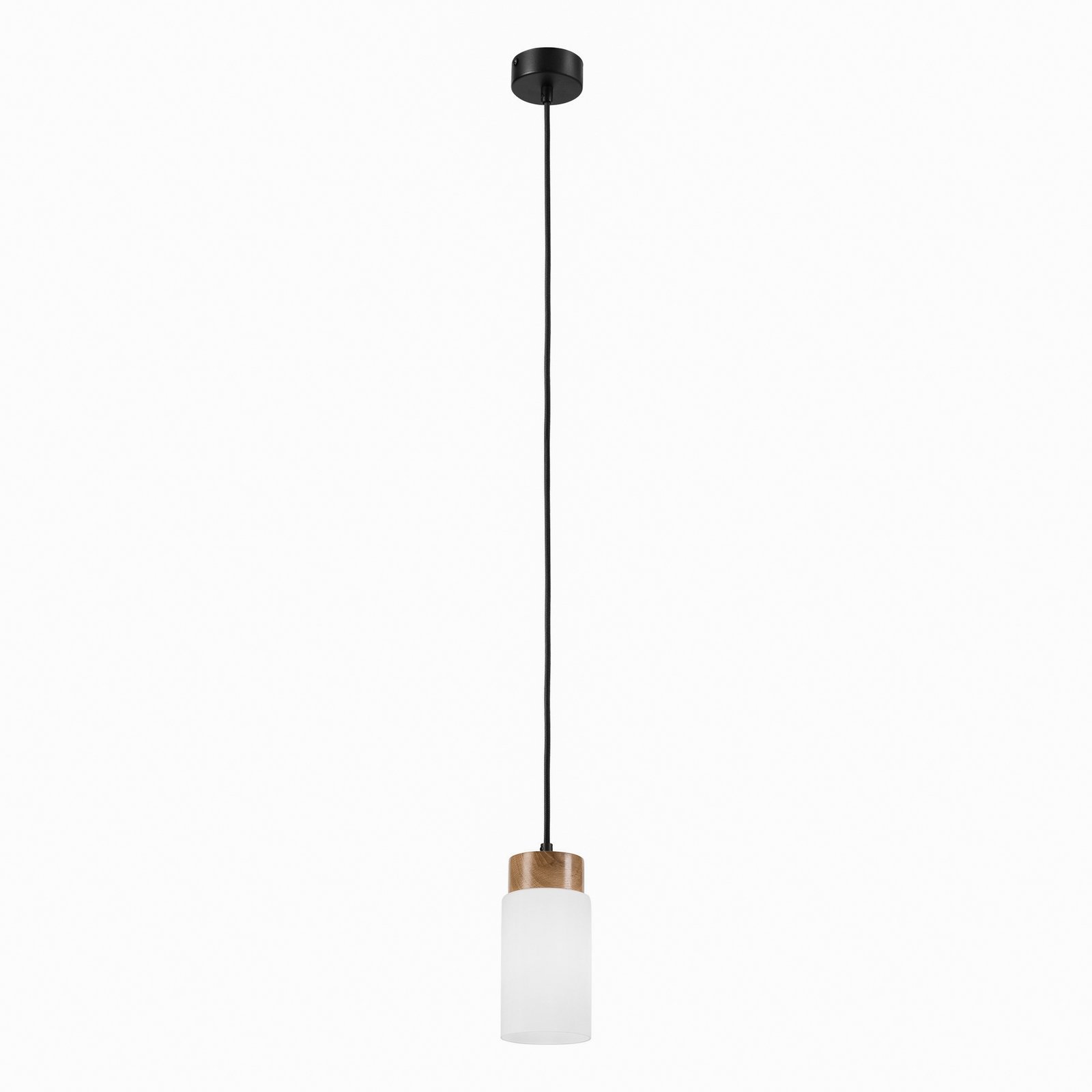 Hängeleuchte Markus, Opalglas/Eichenholz, Ø 9,5 cm, E27