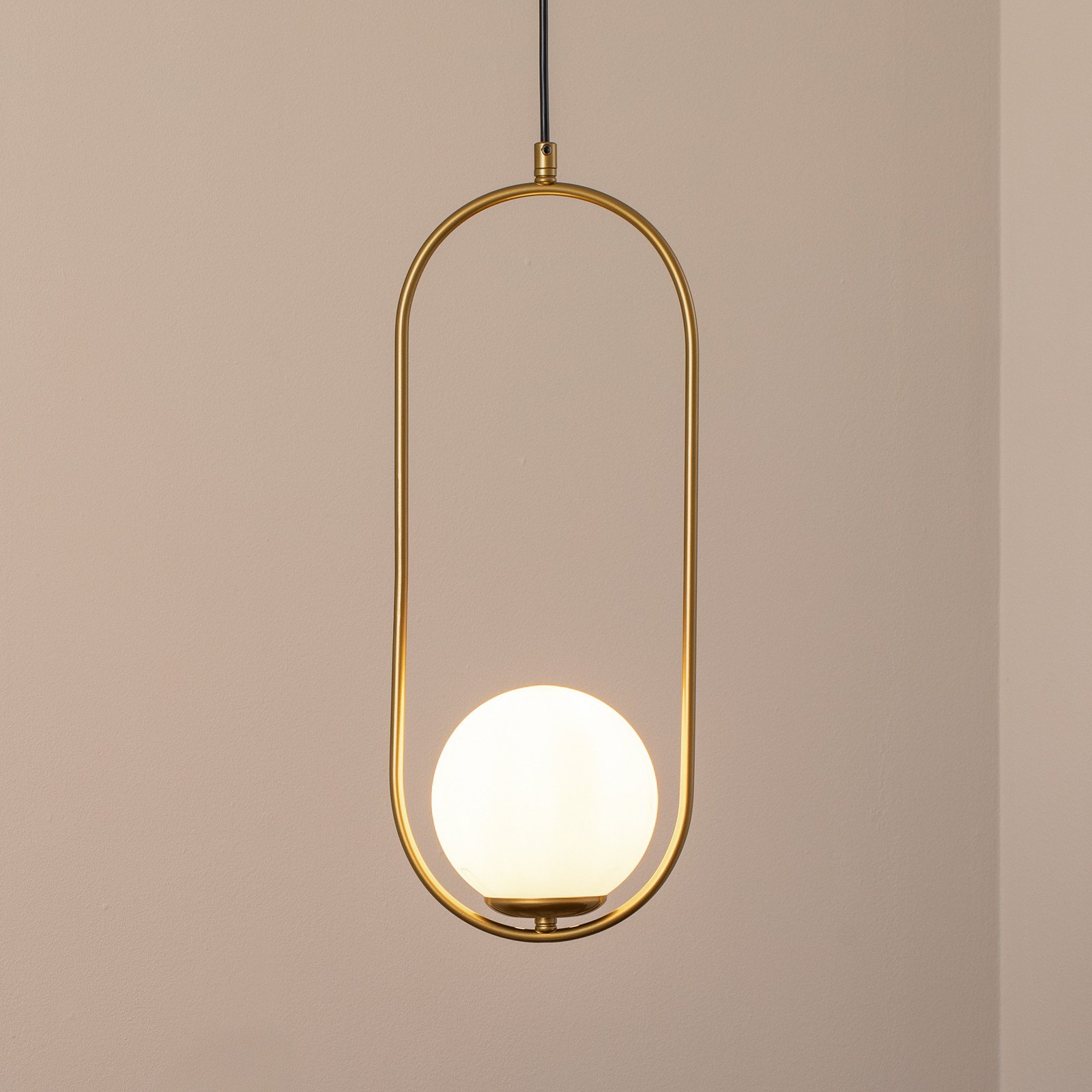 Opviq Lampa suspendată Mudoni auriu/alb sticlă metal E27 - Camera de zi / sufragerie - Modern - alb auriu