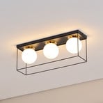 Deckenleuchte Aroma, 3-flammig, schwarz/weiß/gold, Stahl