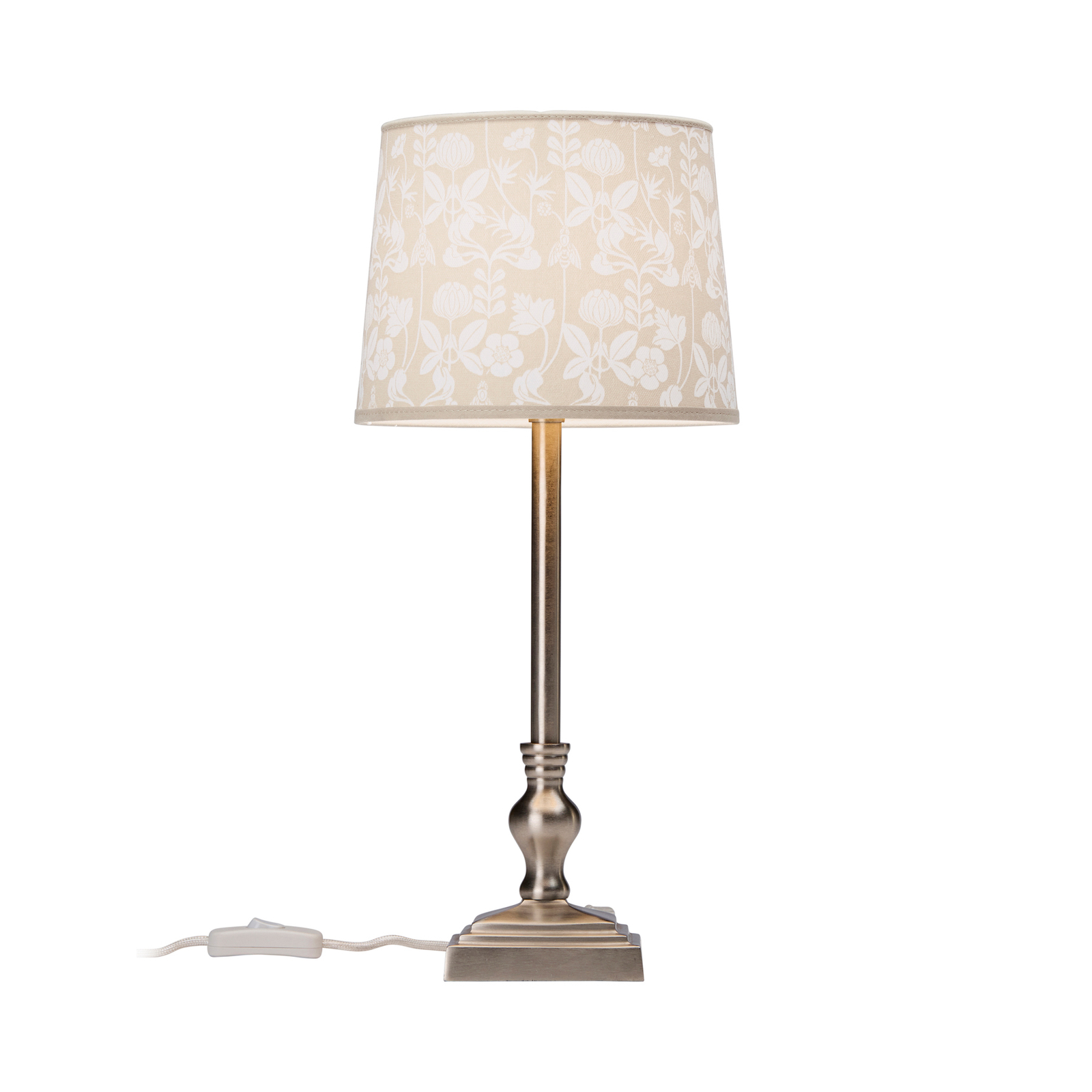 PR Home Lisa bordslampa krom matt/beige blommig
