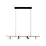 Molto Luce hanging light Nuun PD, black/gold, aluminium, 4-bulb.