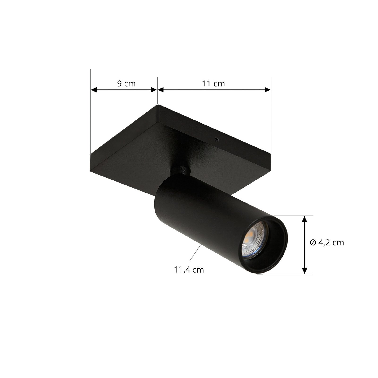 Brinja Slim stropné bodové svetlo, 1-plameňové, 11 cm, GU10 MR11, čierny -