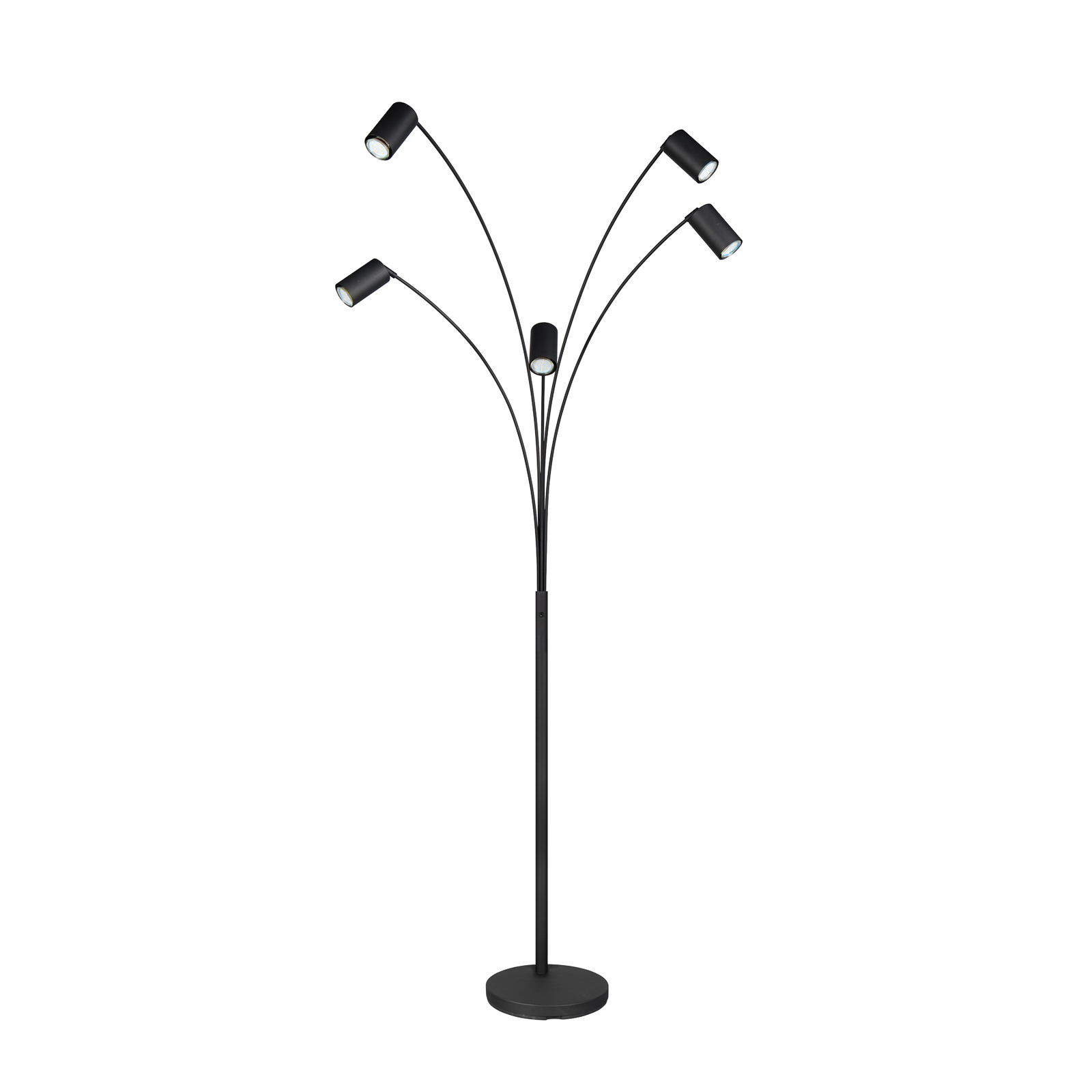 Marley lampadar, negru, înălțime 200 cm, 5 becuri, metal