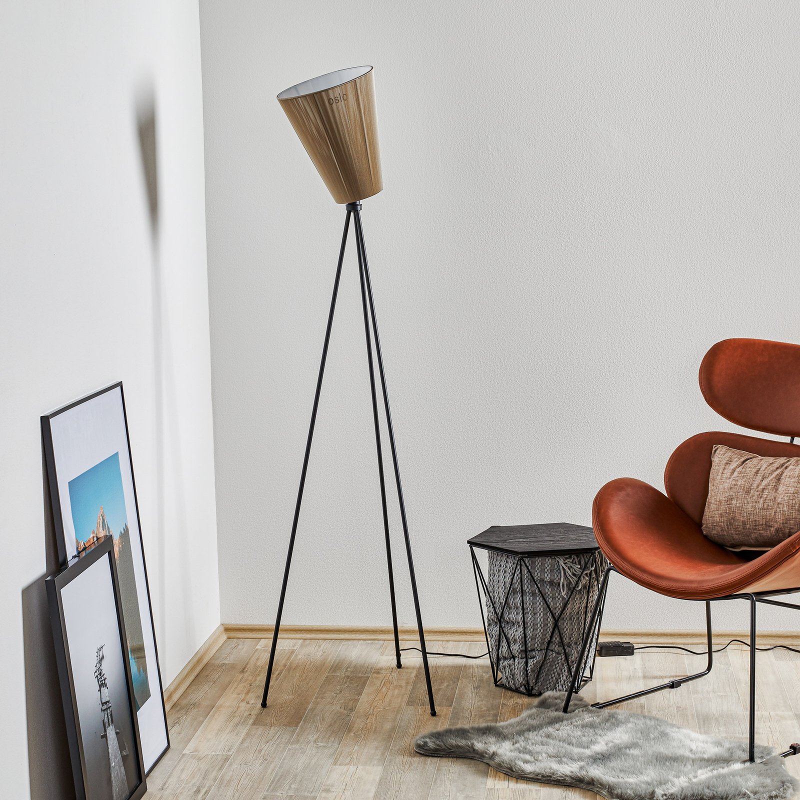 Oslo Wood Lampadaire Noir/Beige - Northern