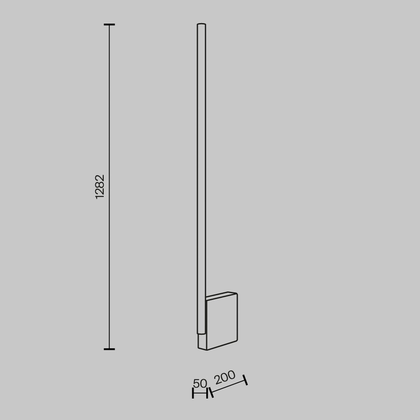 Maytoni LED-lattiavalaisin Solid, korkeus 128,2 cm, betoni, akryyli