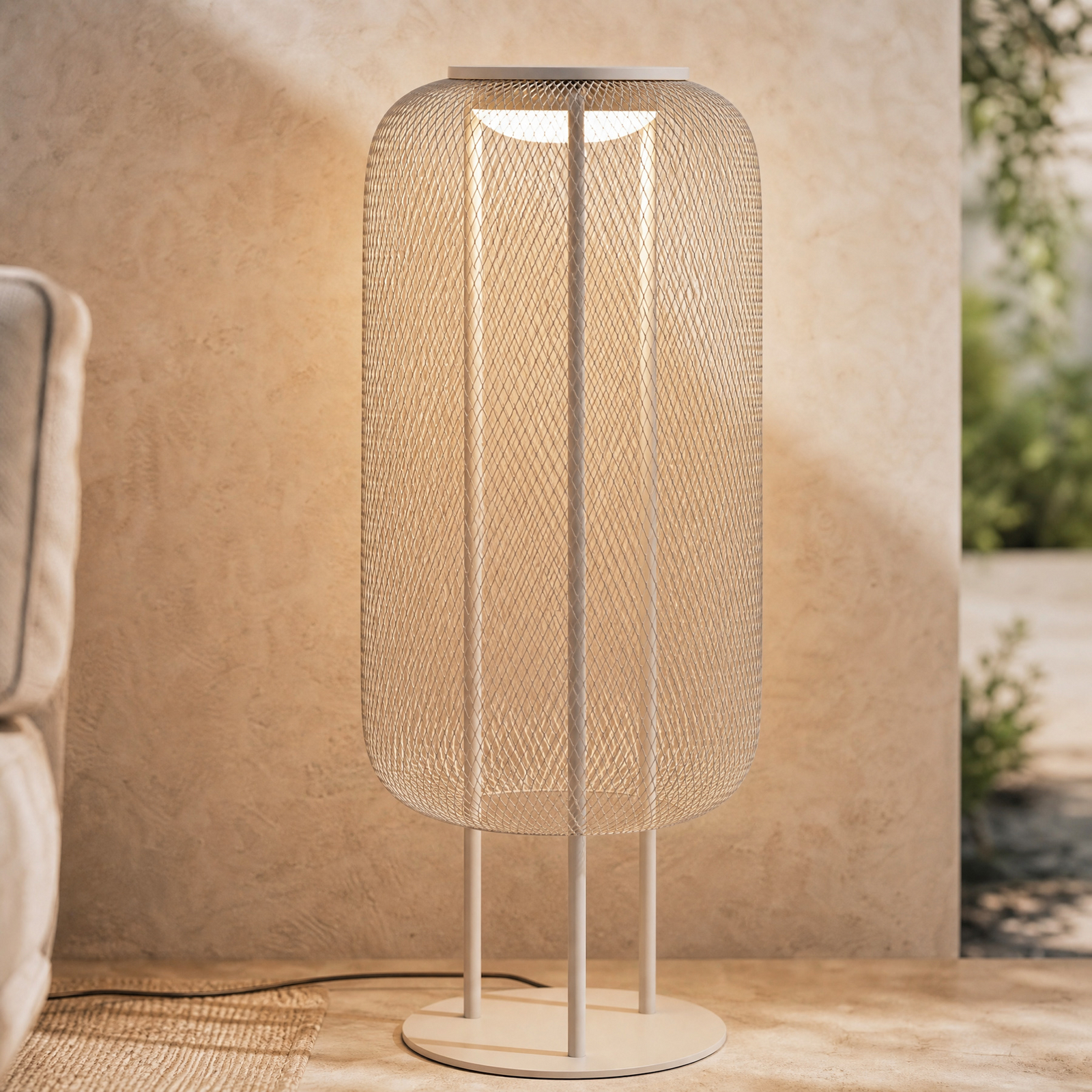 Lucande LED-lattiavalaisin Korvyn, kiviharmaa, korkeus 80 cm, IP44