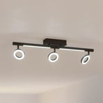 Cardillio 2 LED downlight black with three rings