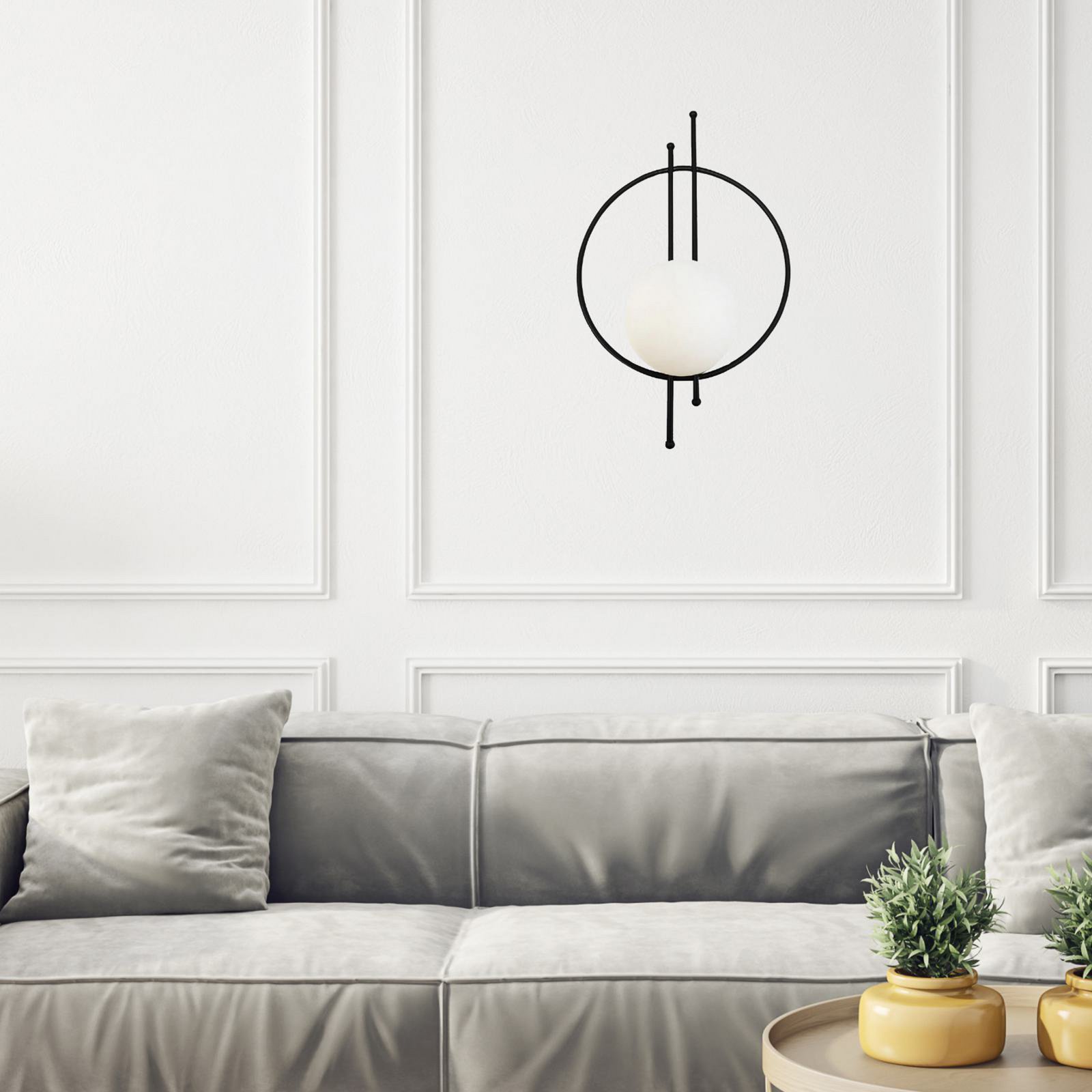 Vintoise vägglampa, svart, glas/metall, höjd 55 cm Vintoise vägglampa, svart, glas/metall, höjd 55 cm