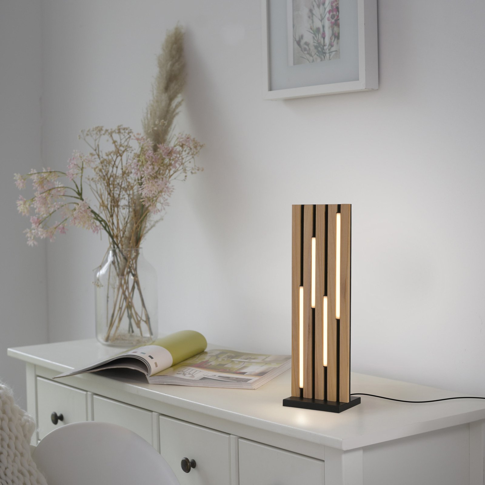 Paul Neuhaus Smart LED stalinis šviestuvas Q-Acoustic wood aukštis 60 cm