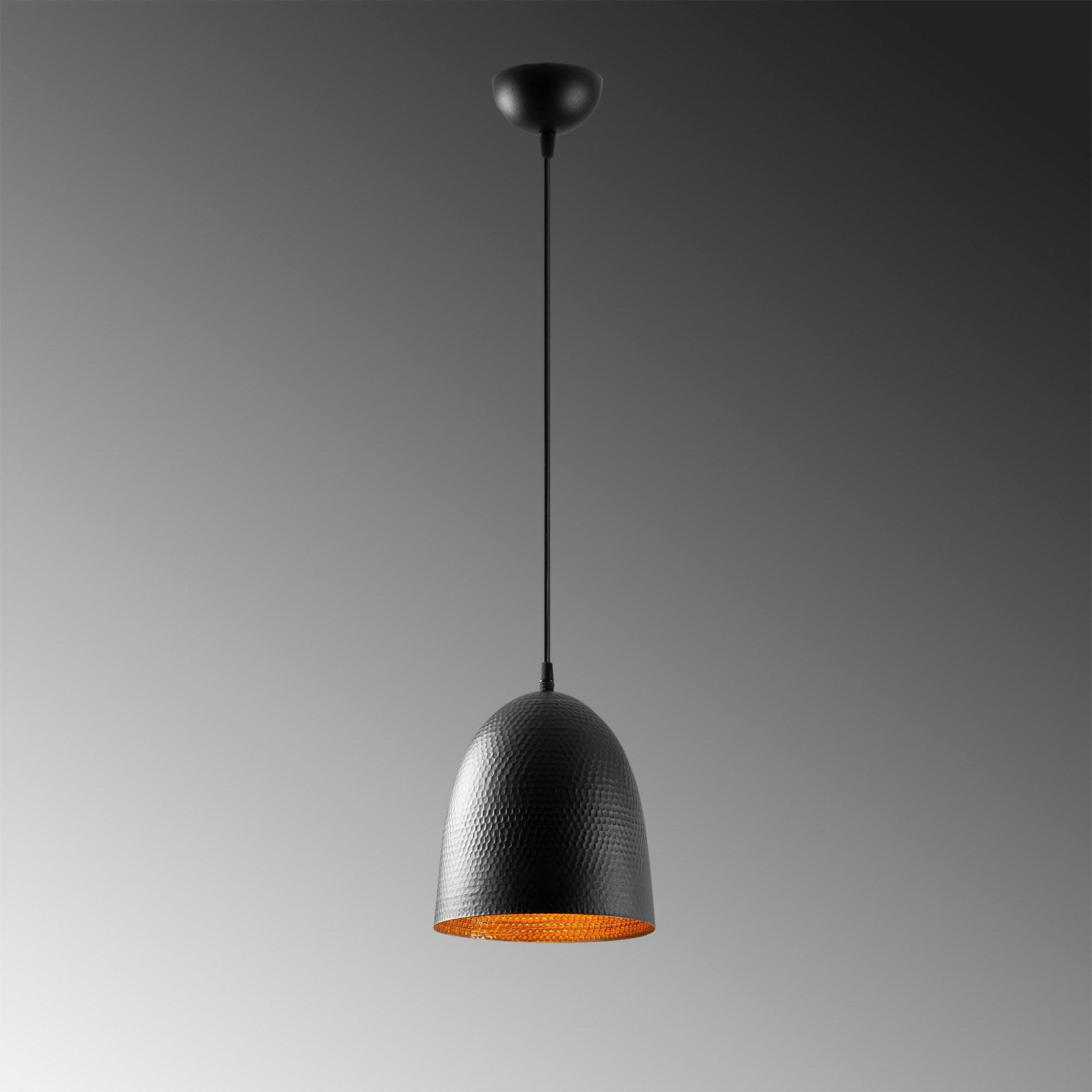 Tattoo 2375 pendant light, black, metal, Ø 20 cm