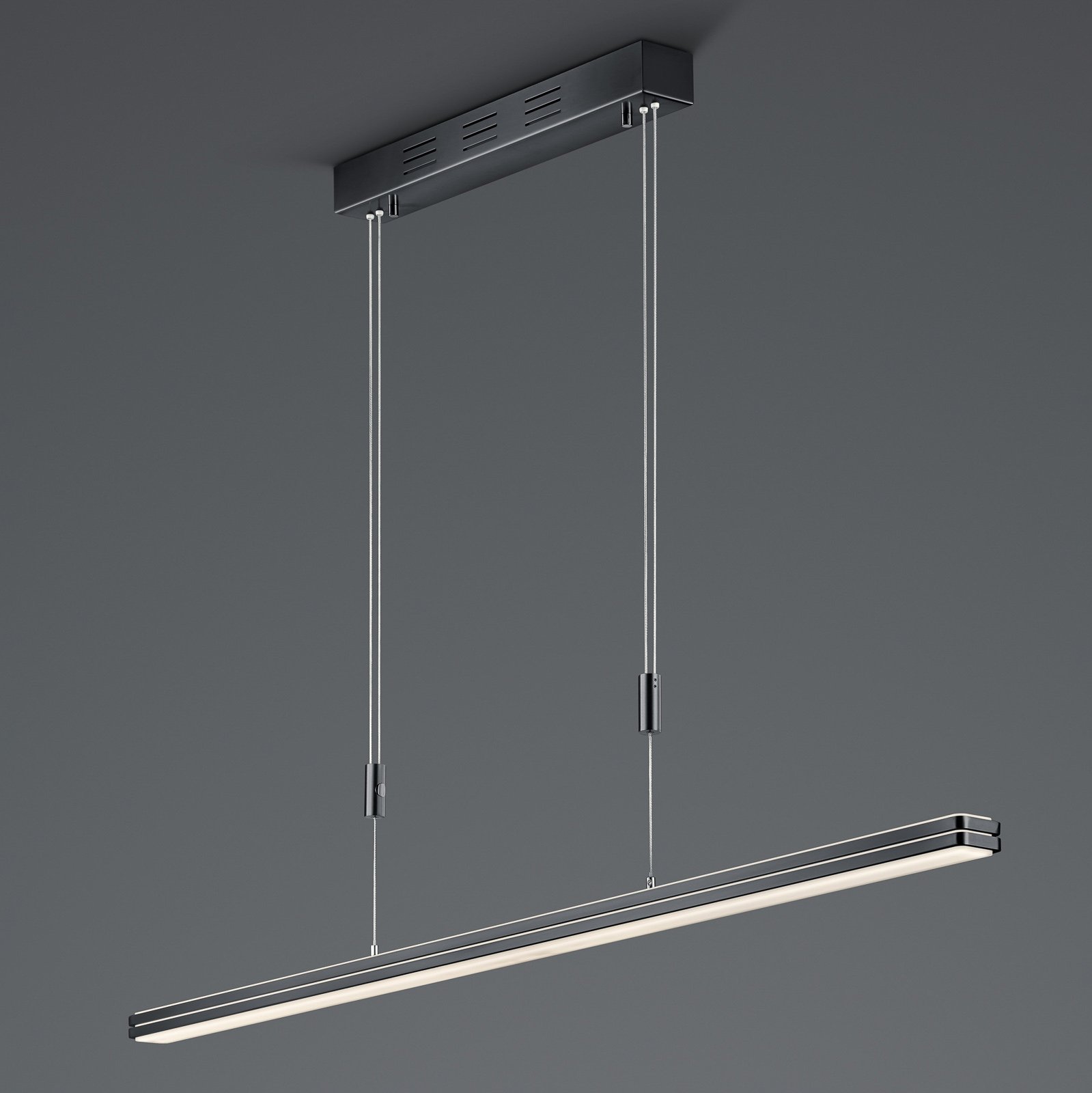 BANKAMP Gem LED pendant lamp ZigBee anthracite, for Living / Dining Room, metal, glass, 45 W, energy efficiency: A+, L: 119 cm, W: 5 cm
