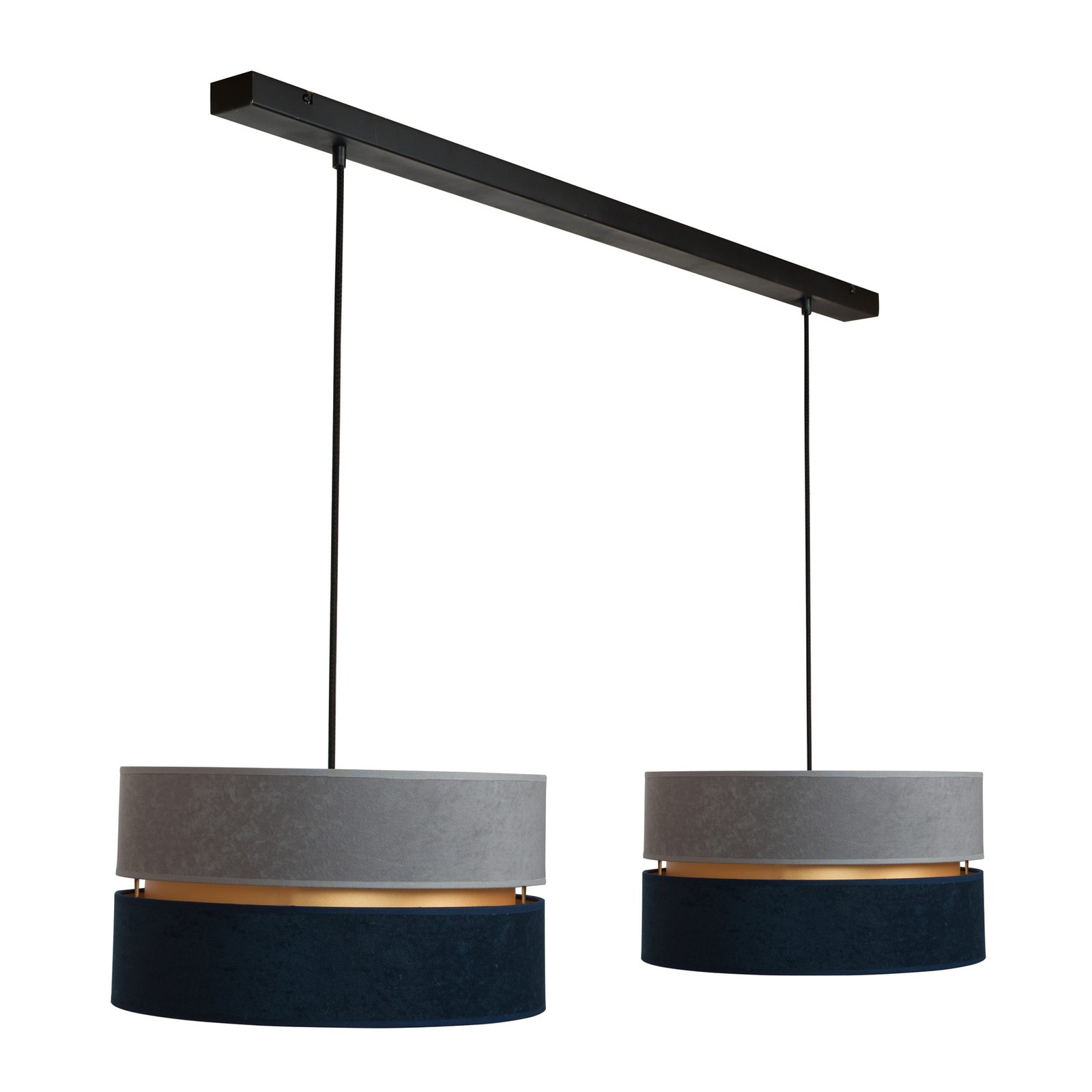 Duo hanging lamp navy blue/grey/gold Ø 40cm 2-bulb