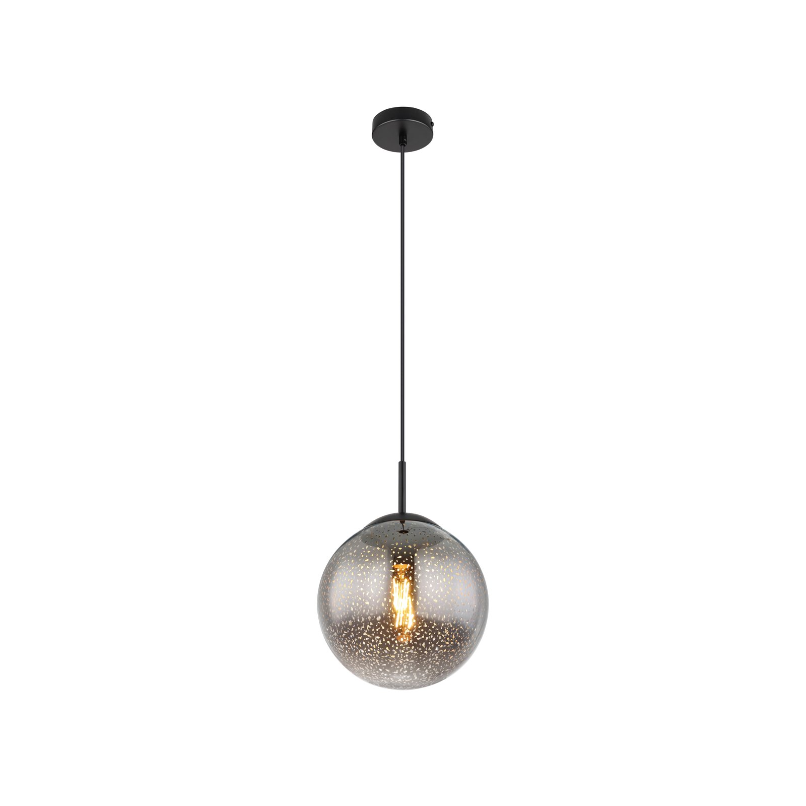 Samos pendant light, Ø 25 cm, smoky grey/black, glass