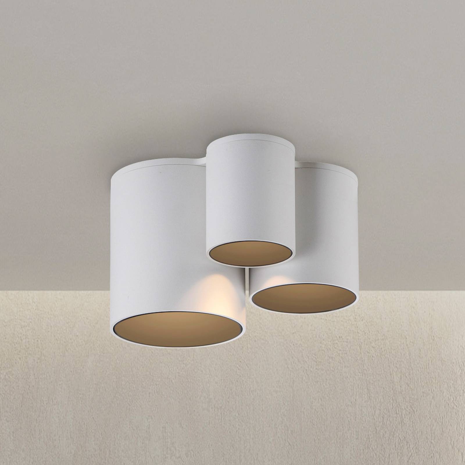 PURE lampa sufitowa LED do łazienki Point, biała, długość 18 cm, 3-punktowa.