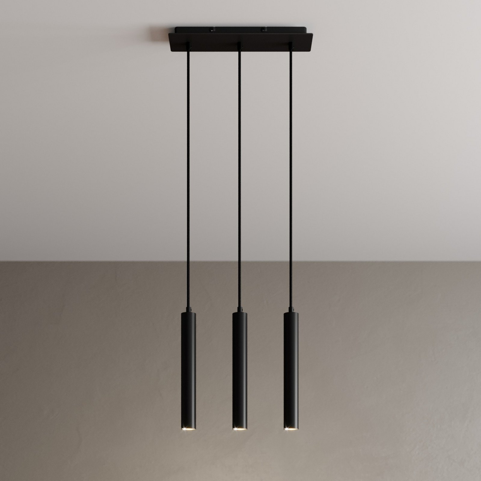 Arcchio Lampă suspendată LED Franka 3 becuri lung negru aluminiu - Camera de zi / sufragerie - modern - negru (RAL 9005) - Metal