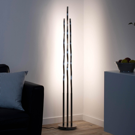 Lámpara pie LED Wave control remoto 3 luces, acero