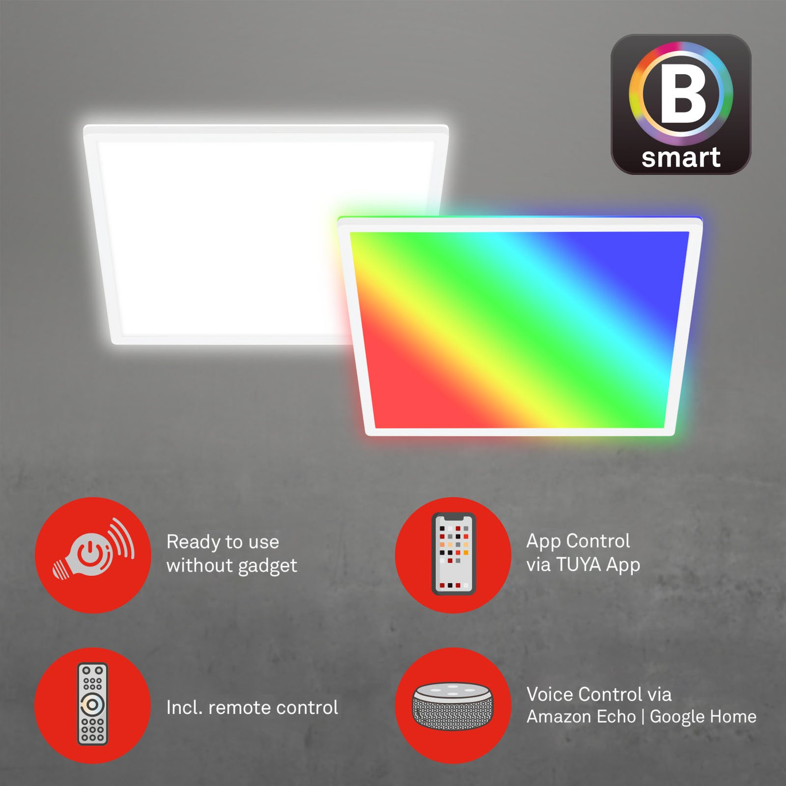Plafoniera LED B smart RGBW dimmerabile bianco 42x42cm