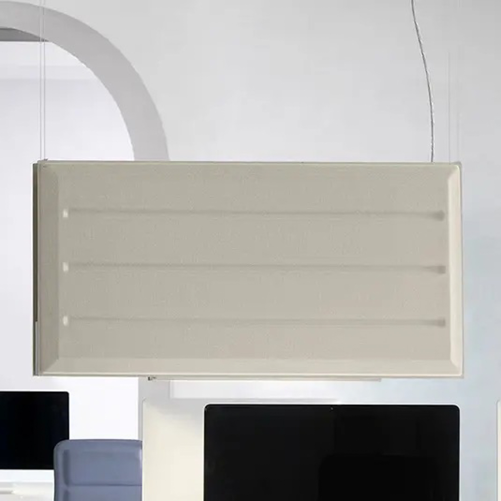 Luceplan Diade LED hanging light vertical beige 180cm