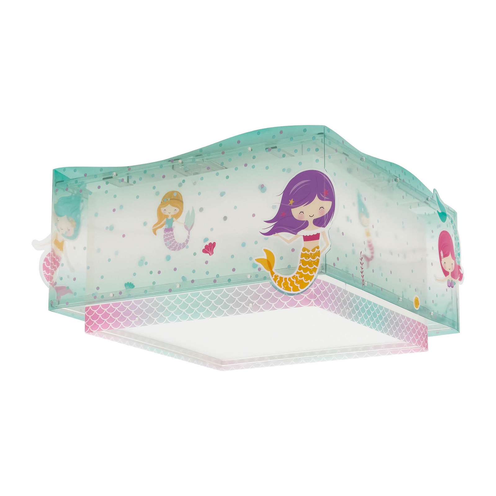 Lampada Da Parete Bimbi Dalber Sirene | Applique Fluorescente Con Doppio Paralume | Luce Notturna Che Si Illumina Al Buio