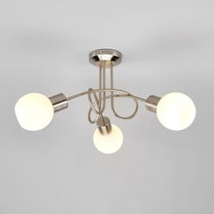 Lámpara de techo Lindby Elaina, Ø 38cm, 3 luces, níquel, cristal, E14