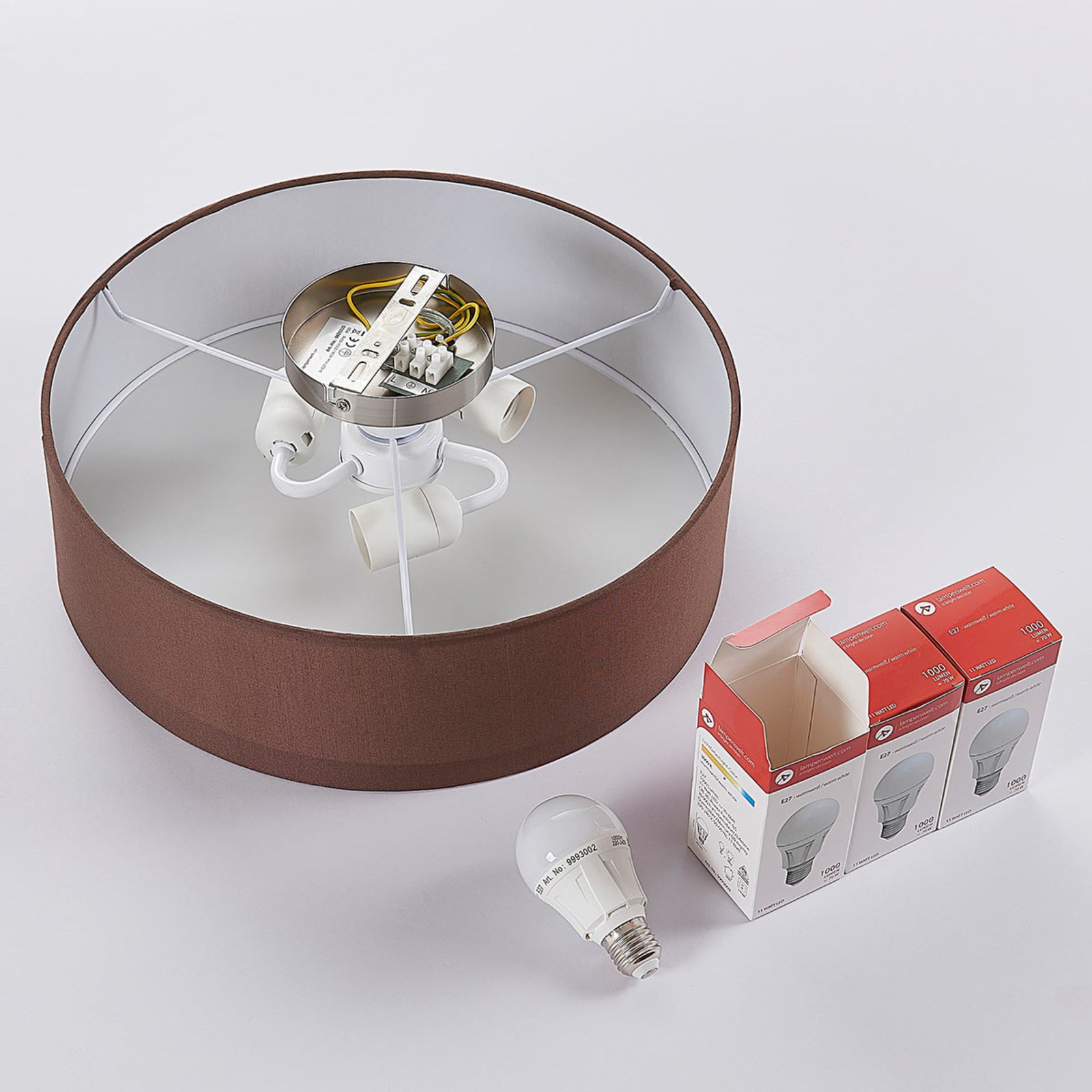 Sebatin Plafondlamp Ø40 Brown/White/Nickel - Lindby