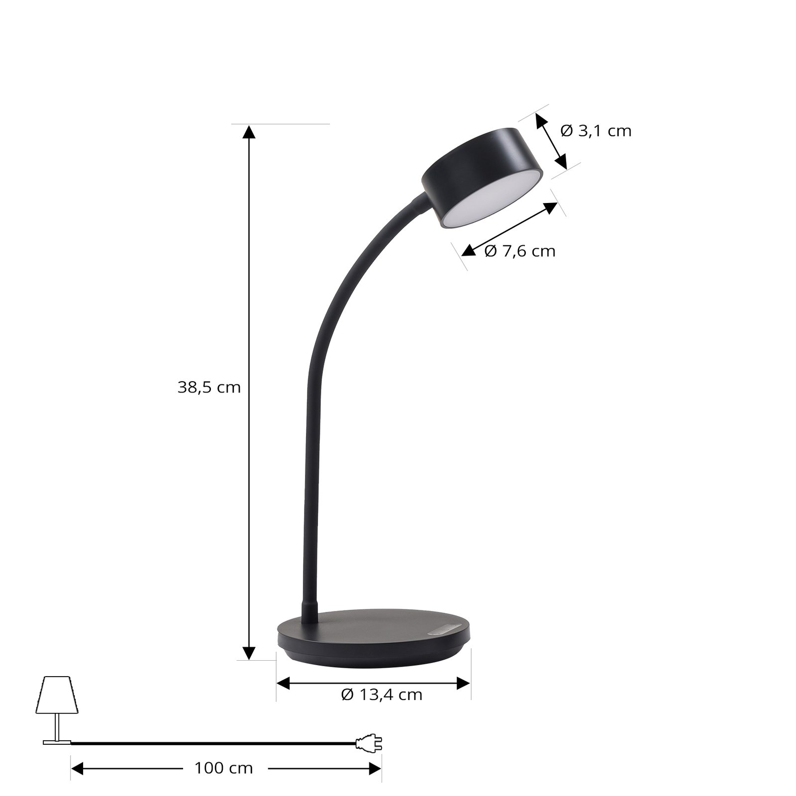 Lindby LED asztali lámpa Maori, fekete, CCT, dimmelhető, USB
