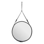 Adnet Wall Mirror Circular Ø70 Black Leather - GUBI